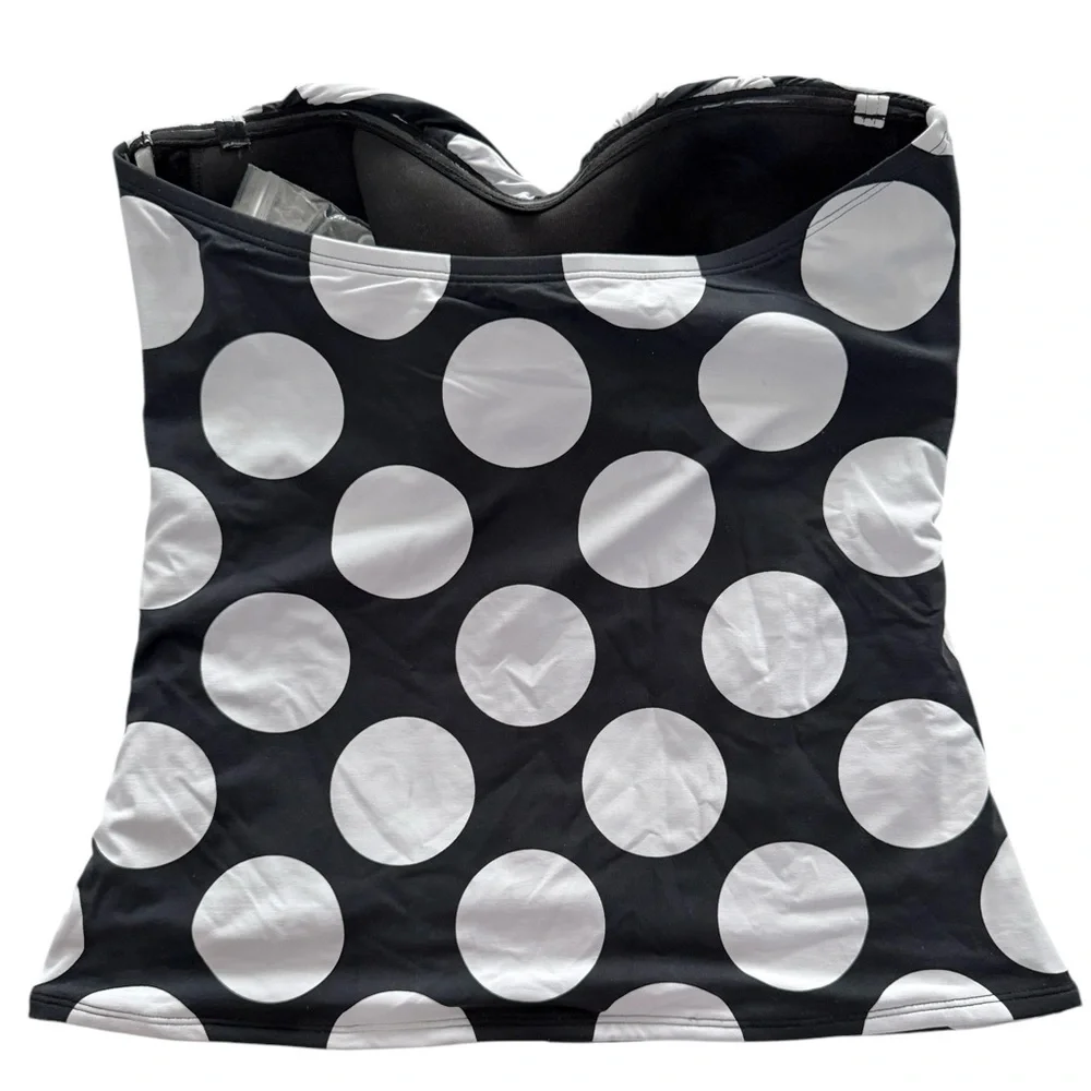 Bleu Rod Beattie Polka Dot Strapless Tankini Top